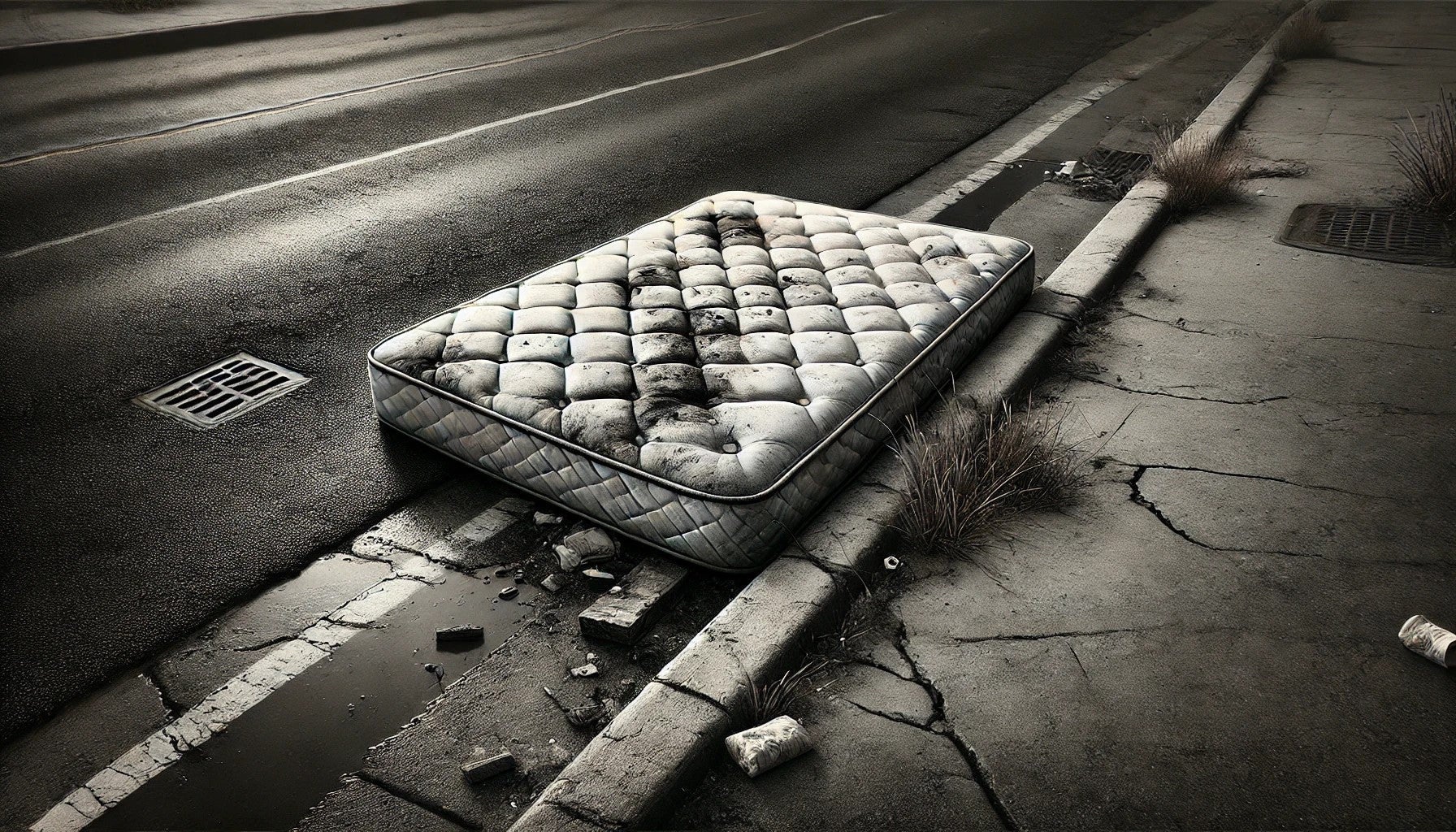 Abandoned mattress on urban street