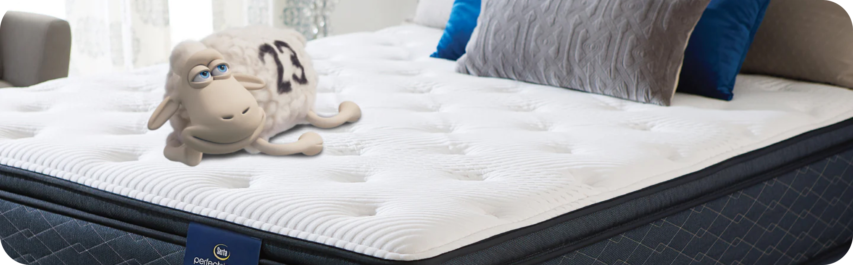 Comfortable mattress with plush sheep mascot