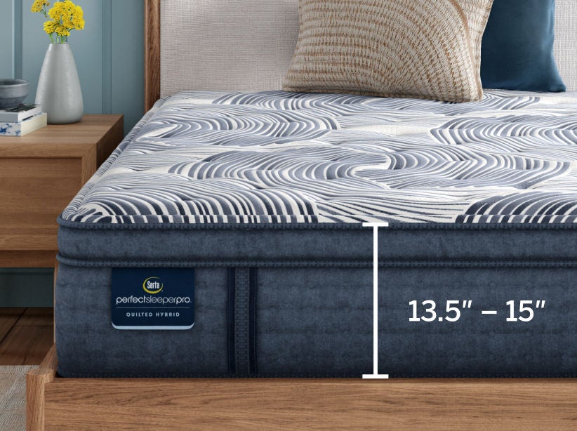 Quilted hybrid mattress with height details