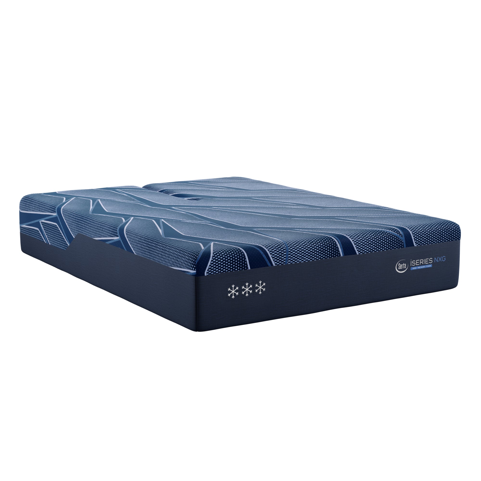 Blue Serta iSeries NXG mattress with brand logo on a white background
